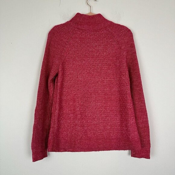Talbots Textured Stitch Sweater Pink Punch Mock Neck Long Sleeve Size Medium - Picture 5 of 5